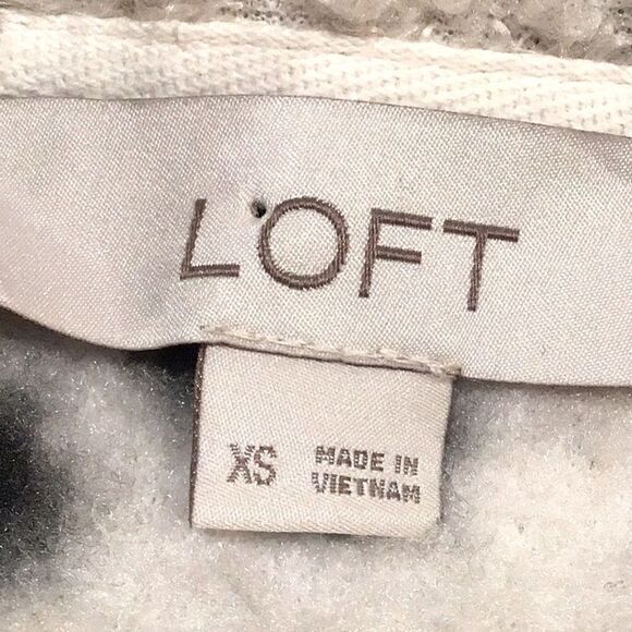 LOFT Cream Black Cheetah Print Quarter Snap Cozy Fleece Pullover - Picture 13 of 13